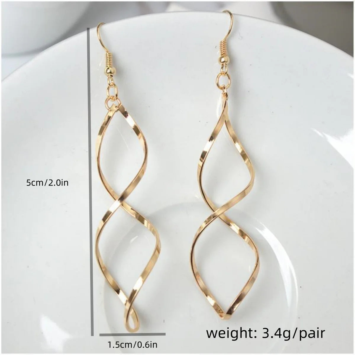 Fashion Simple Spiral Drop Earrings For Women Long Curved Wave Dangle Brincos Statement Wedding Party Jewelry