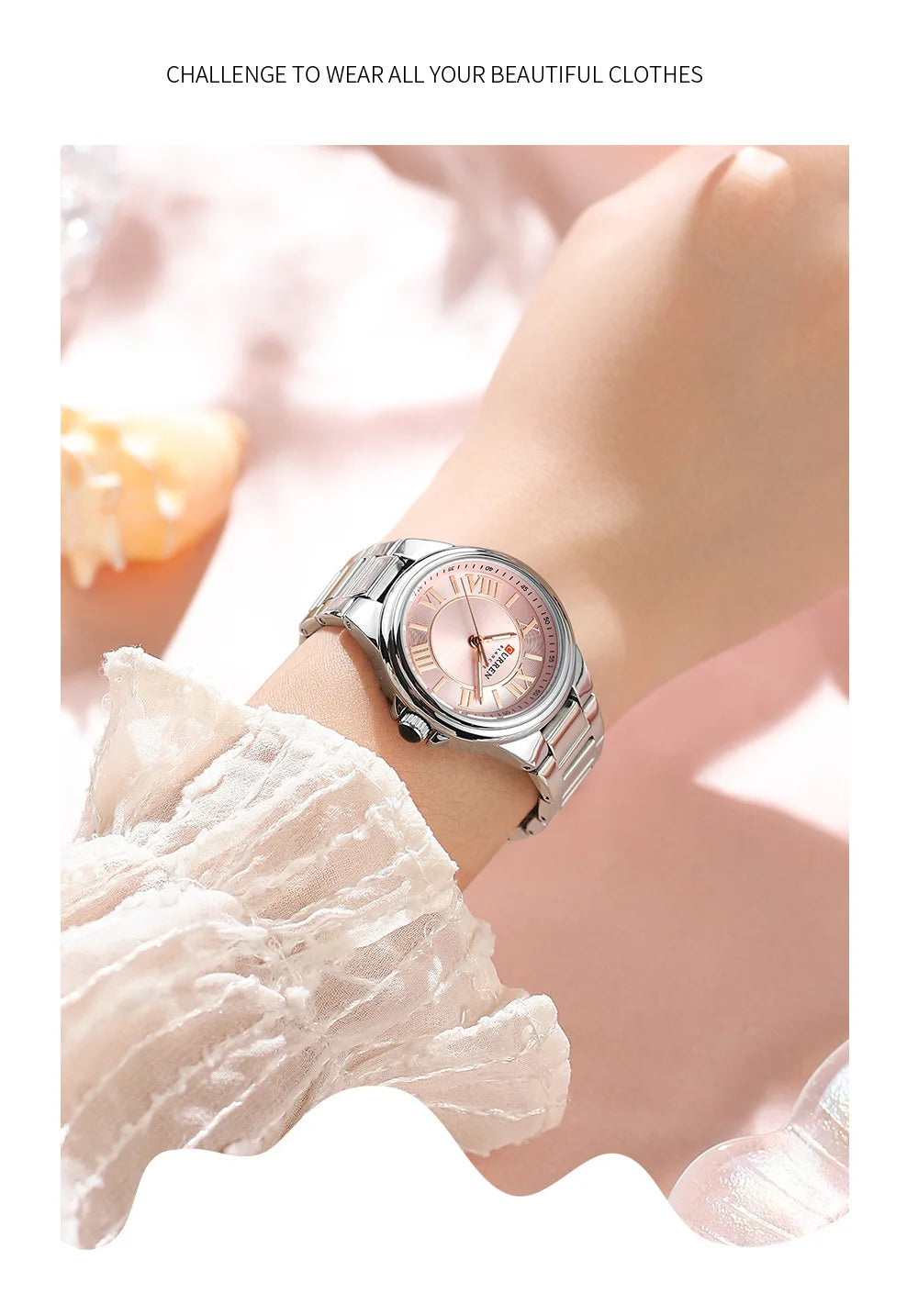 CURREN 9091 Rose Gold Watch - Elegant Steel Strap Ladies Quartz