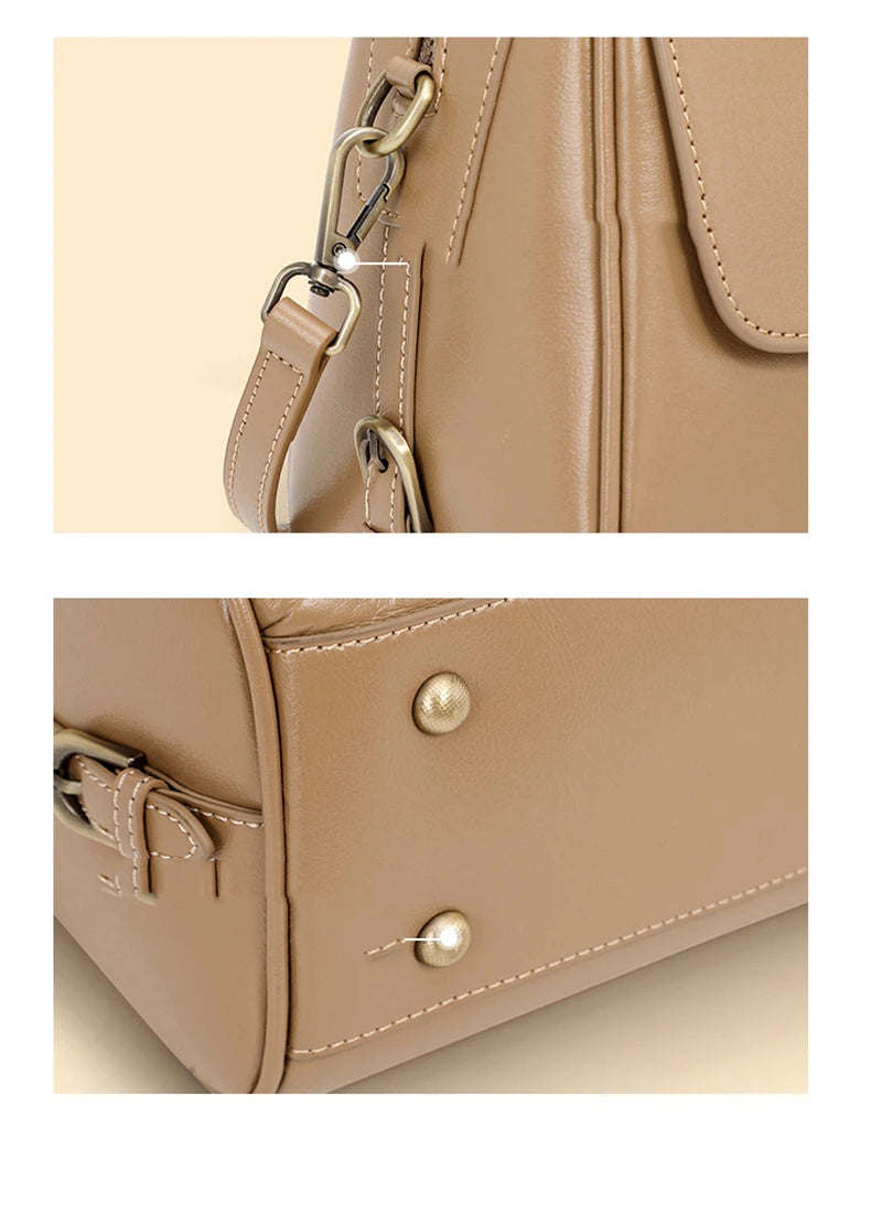 Toptrends 100% Genuine Leather Boston Shoulder Crossbody Bags For Women 2025 Luxury Designer Pillow Tote Satchel Ladies Handbags