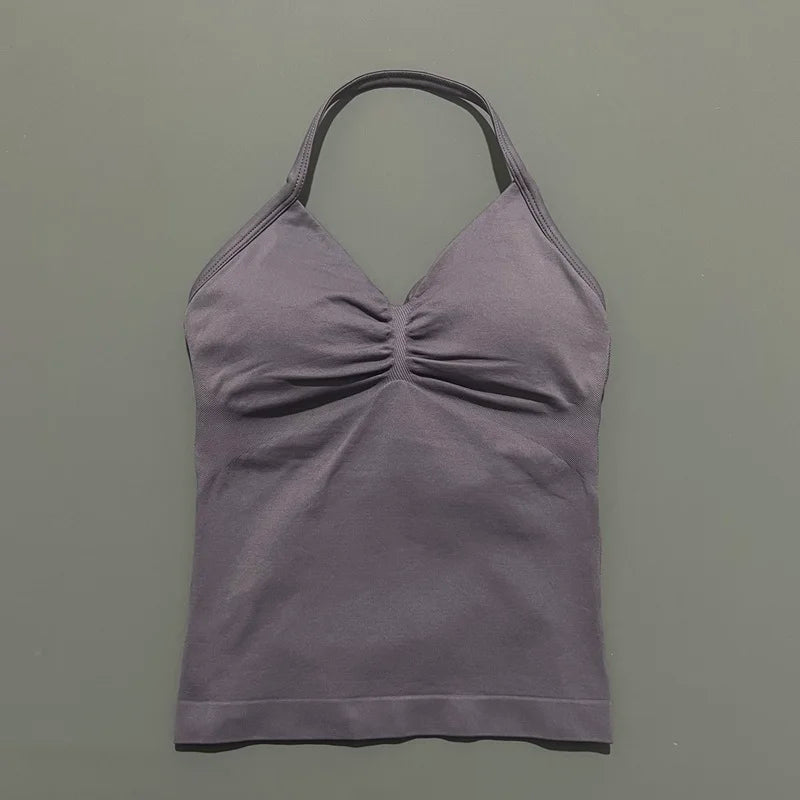 HISTELLO Impact Sports Bra - Longline Strappy Yoga Tank Top