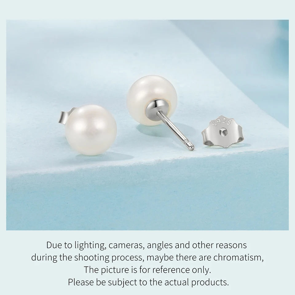 BAMOER 925 Sterling Silver AAA+ Quality Handpicked Freshwater Cultured Pearl Stud Earrings for Women Hypoallergenic Jewelry Gift