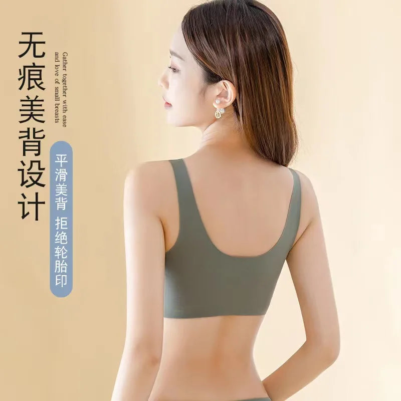A /B / C Fixed Cup Seamless   Oversized Bra Thin Push Up  Women Underwear