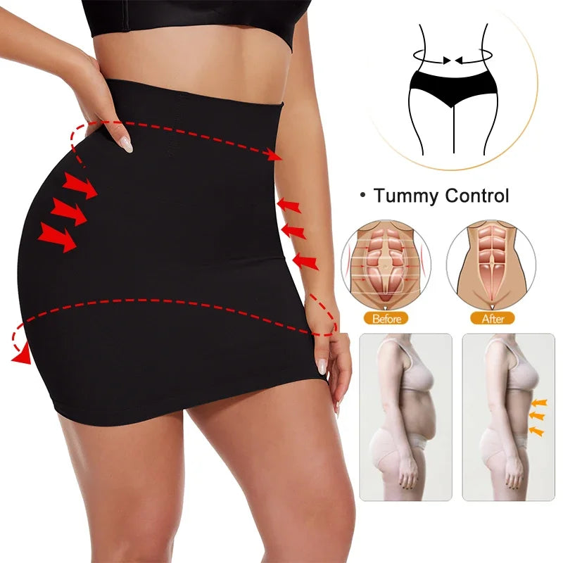 Half Slip Shapewear for Women Under Dresses Built-in Panties High Waist Tummy Control Slips Skirts Butt Lifter Body Shaper Dress