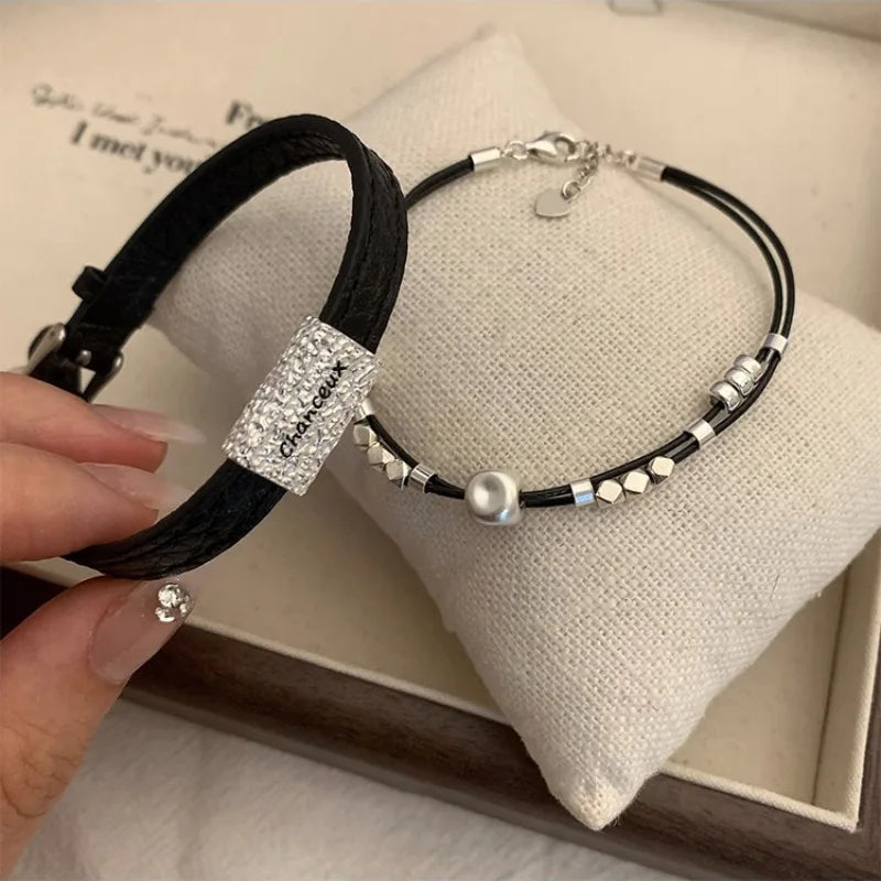 VENTFILLE 925 Sterling Silver Double Layer Pearl Bracelet for Women Girl Design Bead Korean Jewelry Dropshipping
