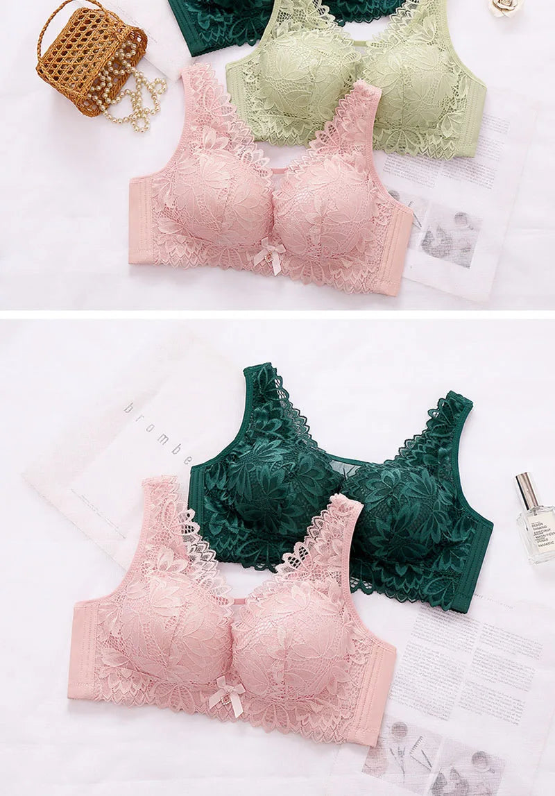Sexy Push Up Bra - See Through Backless Floral Lace Bralette