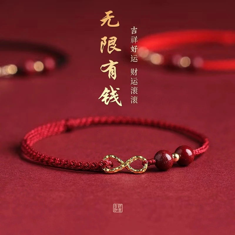 Lucky Red Thread Bracelet Men Women Tibetan Buddhist Lotus Infinity Cinnabar Beads Handmade Braided Rope Bracelets Party Jewelry
