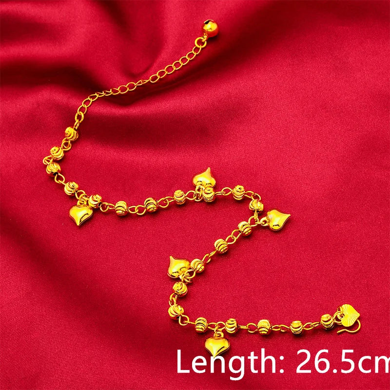 Stainless Steel Bracelets on the Leg Heart Charm Long Chain Foot Anklet 27cm Bohemian Accessories Jewelry Gifts