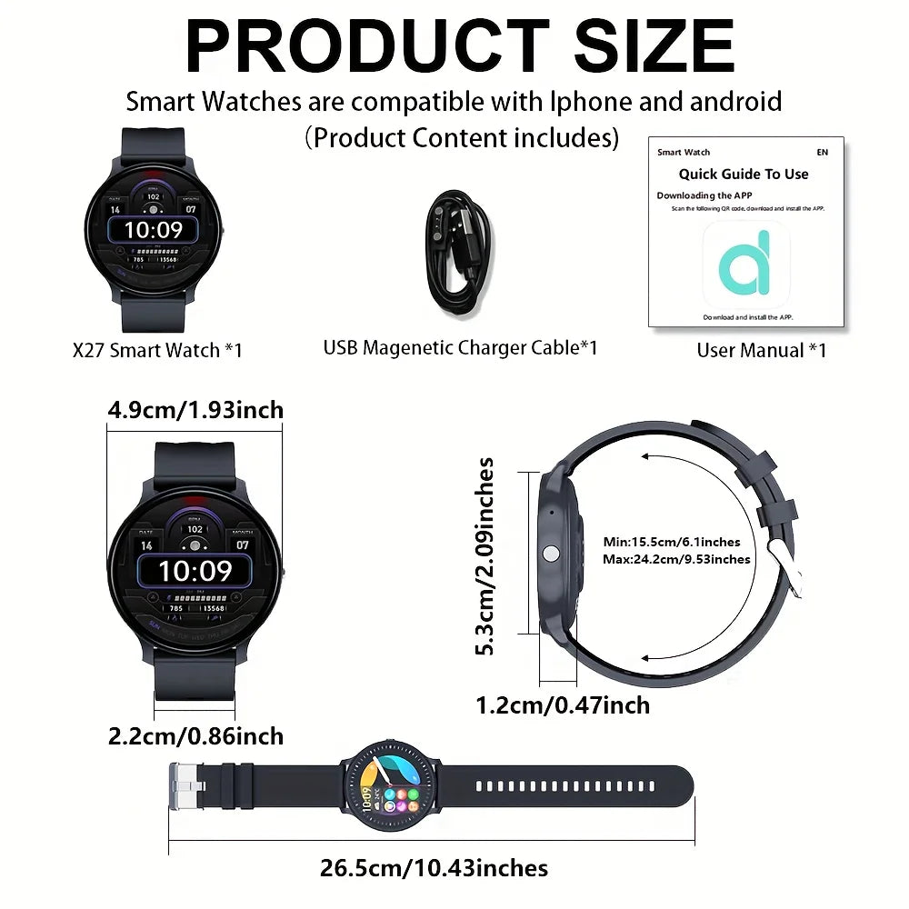 LAXASFIT 2024 Smartwatch - Bluetooth Call IP68 Fitness Custom Dials