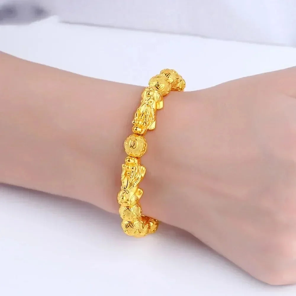 1pc Charm Bracelet 10mm Natural Bead Bracelets , Single Attract Wealth And Good Luck Wrist Chain