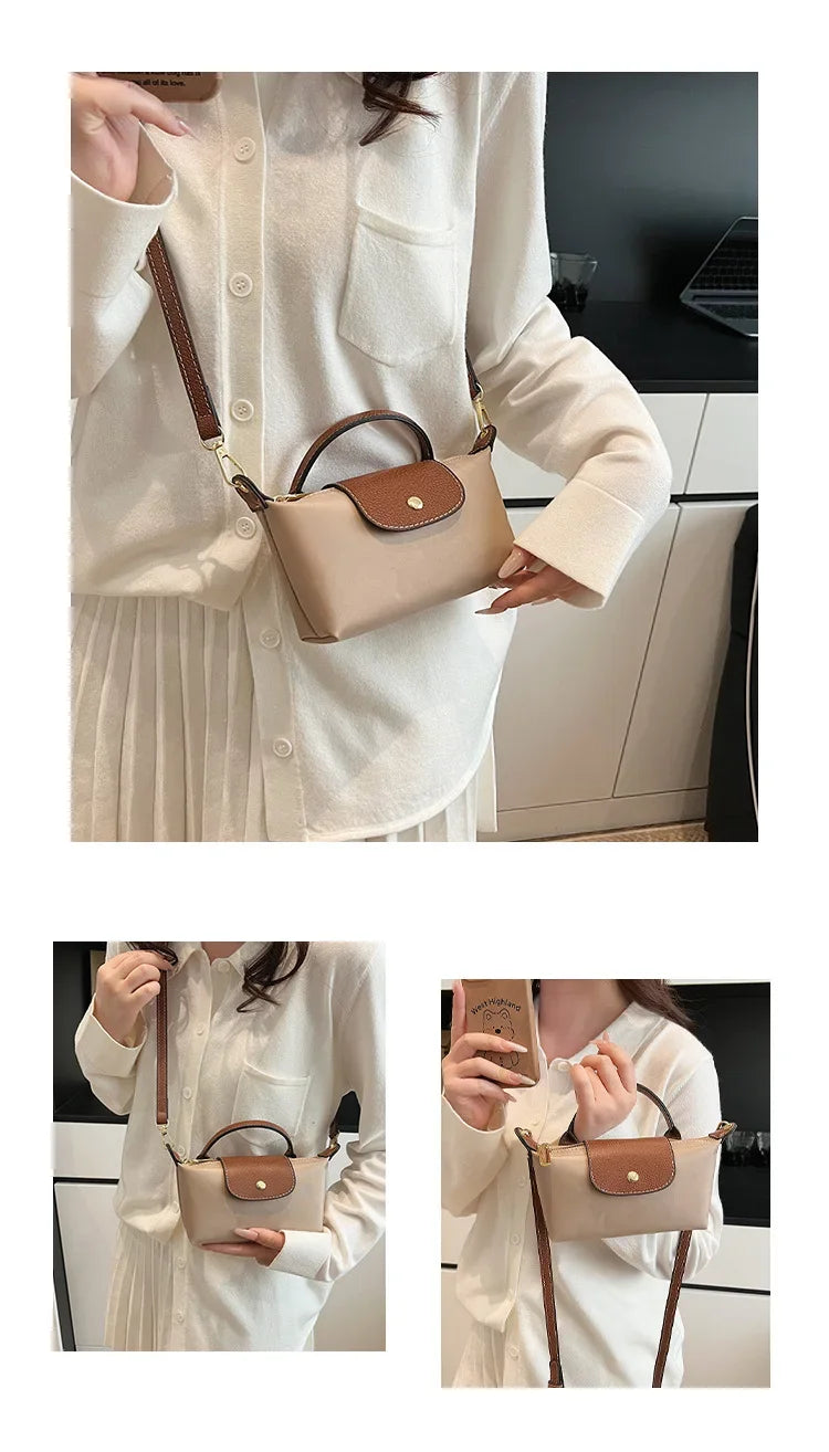 Retro Fashion Nylon Dumpling Bag Women's Crossbody Handbag Soft Polyester Lining Zipper Closure Shoulder Bag Handbag