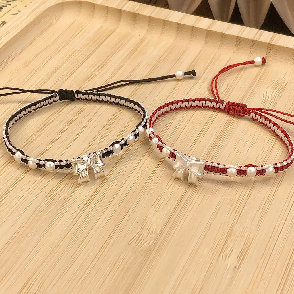 Retro Chinese Style Adjustable Handmade Braid String Bracelet Beaded Charm Bracelet Bangle Fashion Couple Adjustable Bracelet