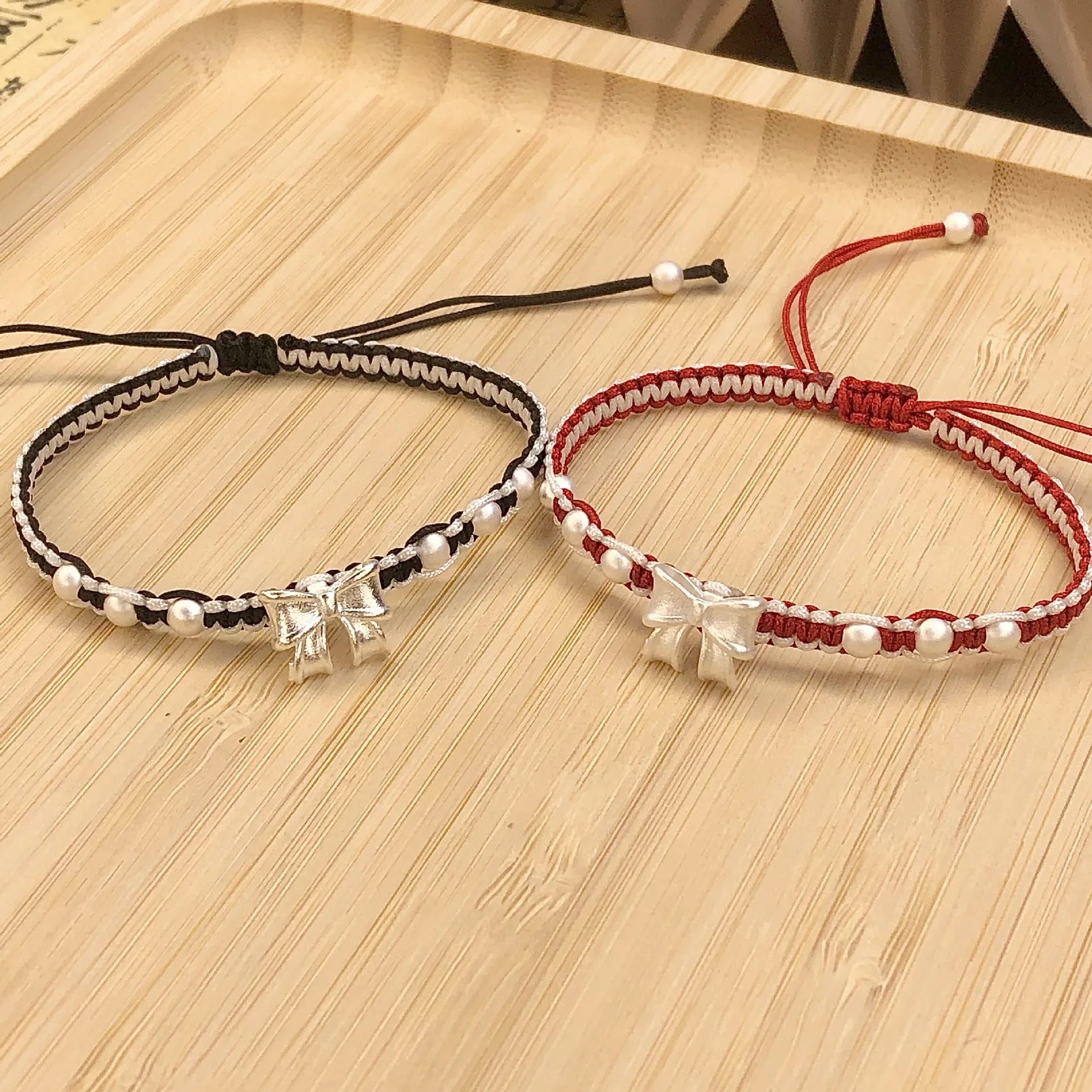Retro Chinese Style Adjustable Handmade Braid String Bracelet Beaded Charm Bracelet Bangle Fashion Couple Adjustable Bracelet