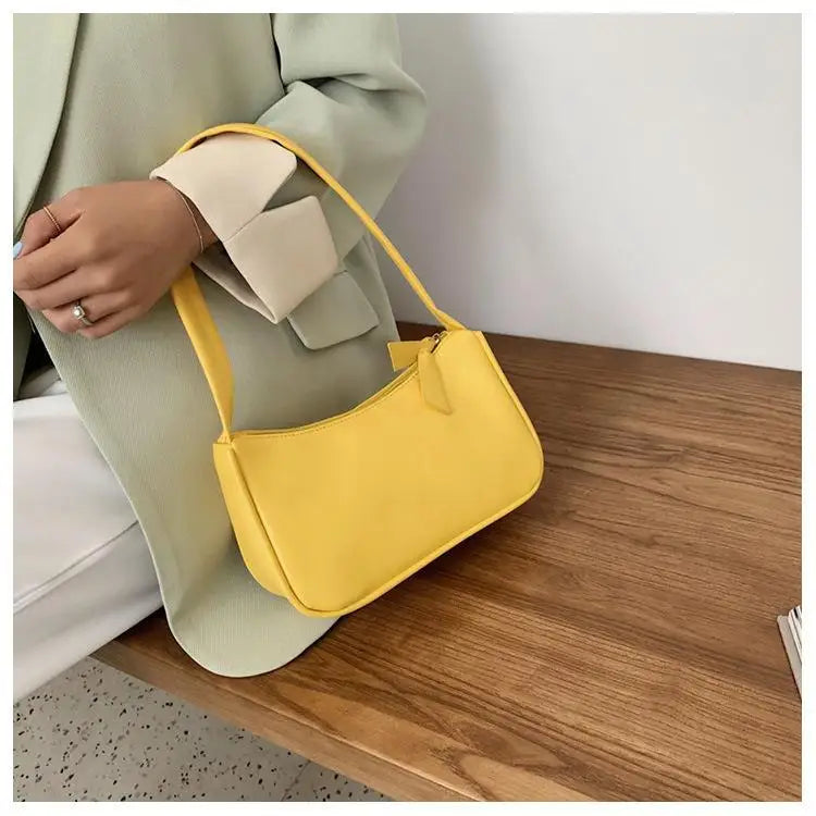 Handle Bag Women Retro Handbag PU Leather Shoulder Totes Underarm Vintage Top Handle Bag Female Small Subaxillary Bags Clutch