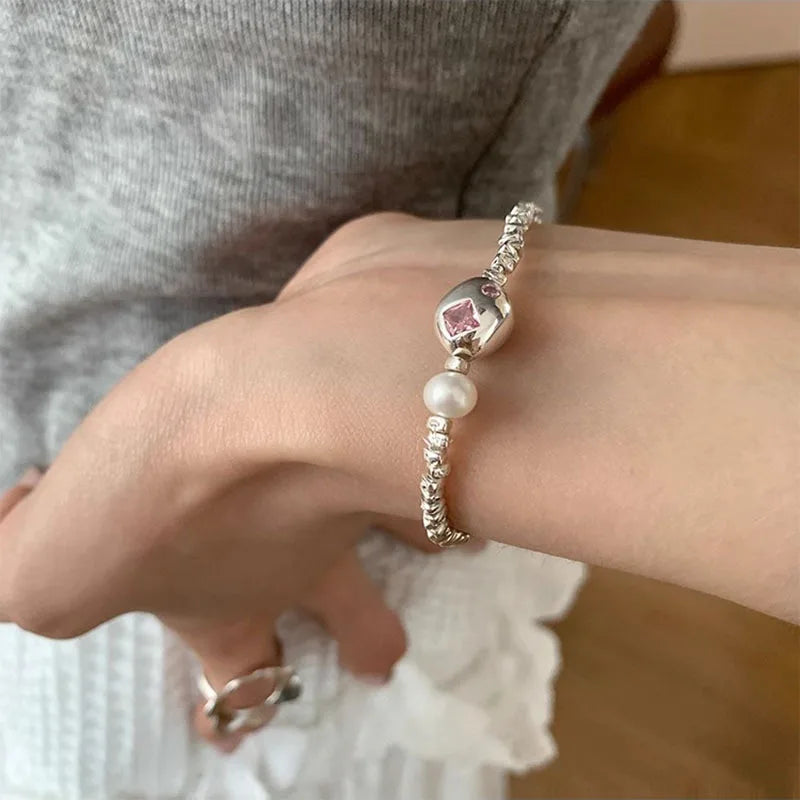 VENTFILLE 925 Sterling Silver Double Layer Pearl Bracelet for Women Girl Design Bead Korean Jewelry Dropshipping