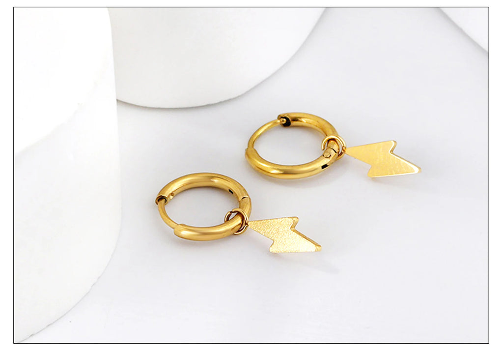 LUXUKISSKIDS Punk Smile Face Gold/Steel Color Drop Earrings Simple Hiphop Round Pendients Fashion Clips For Man/Woman/Girls