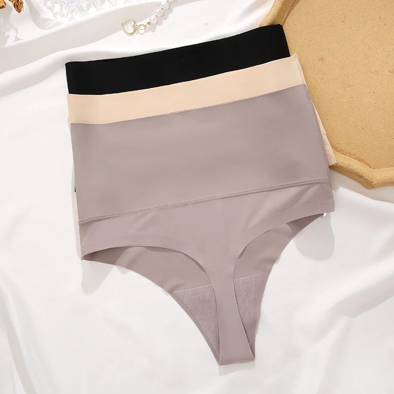 Seamless High Waist Women Thong Black Abdomen Hip Lift Briefs Body Shaping Underwear Breathable Female Panties Plus Size S-XL