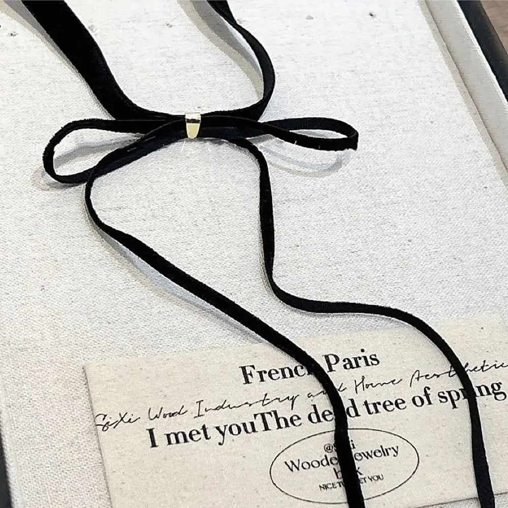 Fashion Adjustable Chain Bow Necklace Velvet Strap Bow Pendant Choker Necklace Neck Accessory INS Style Collar Valentines Gift