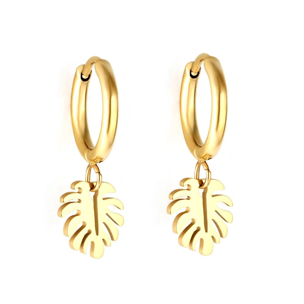 LUXUKISSKIDS Punk Smile Face Gold/Steel Color Drop Earrings Simple Hiphop Round Pendients Fashion Clips For Man/Woman/Girls