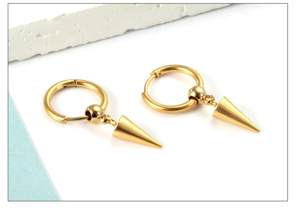 LUXUKISSKIDS Punk Smile Face Gold/Steel Color Drop Earrings Simple Hiphop Round Pendients Fashion Clips For Man/Woman/Girls