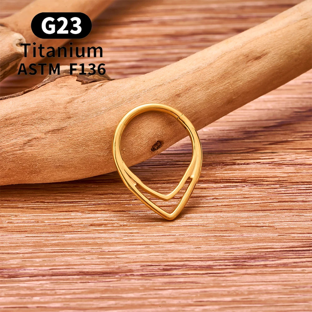 ASTM F136 G23 TItanium Piercing Septum Heart Nose Rings 16G Hinged Clicker Tragus Cartilage Helix Earrings Punk Body Jewelry