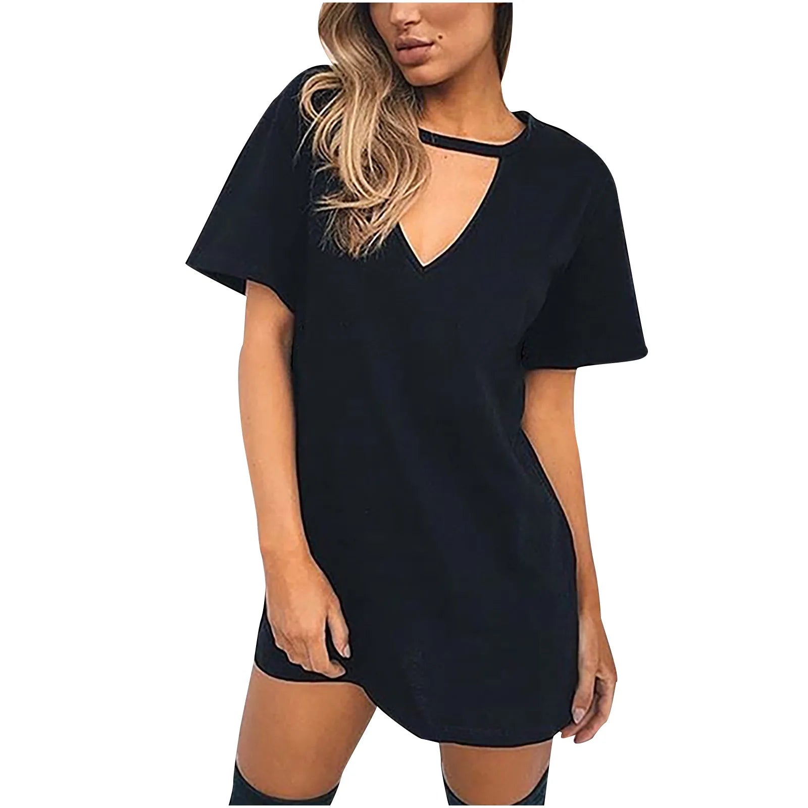 Sexy Elegant Dress Wrap Deep V Neck Cut Out Loose Dress Women Solid Color Short Sleeve Mini Dress Club Party Vestidos