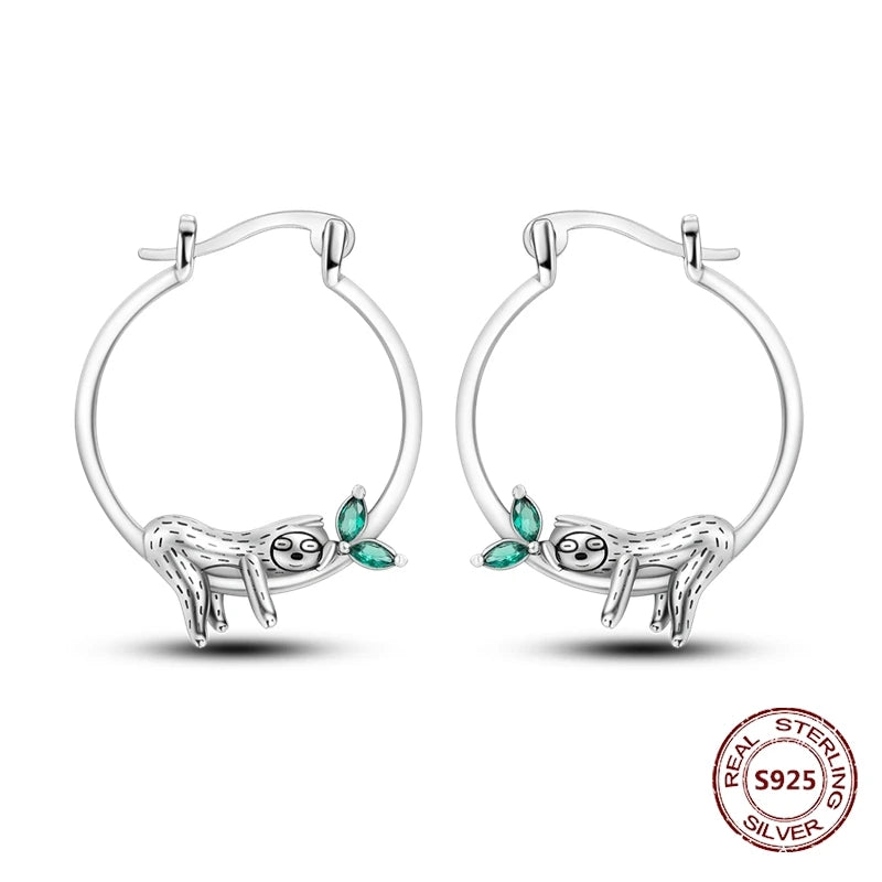Unicorn Earrings 925 Sterling Silver Original Zircon Elephant Feather Dog Cat Blue Star Small Earrings For Women Jewelry Gift