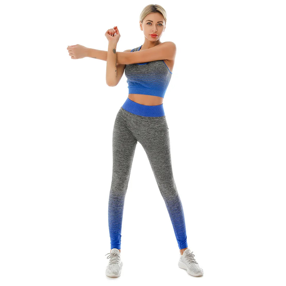 2 Piece Yoga Set - Gradual Changing Sports Bra & Leggings