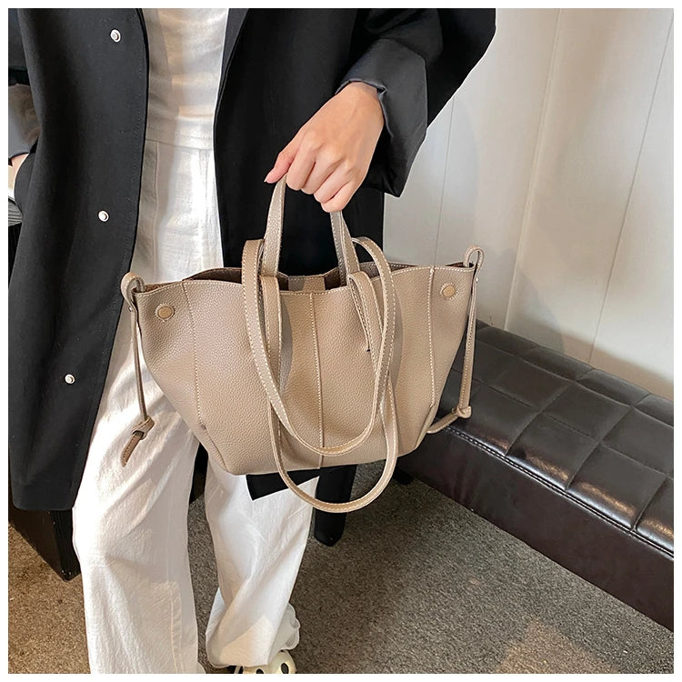 High Quality PU Tote Bags Fashion Solid Hasp Simple Versatile Sense of Luxury Shoulder and Handbags for Women 2024 New Style