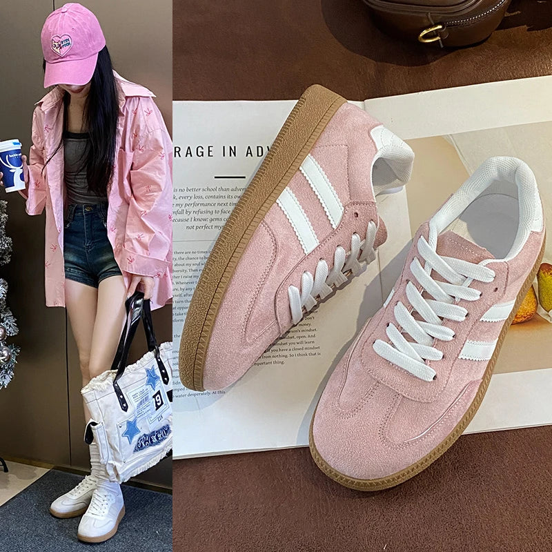 Women's Mixed Color Tennis Sneakers - Lace-Up Vulcanized Flats