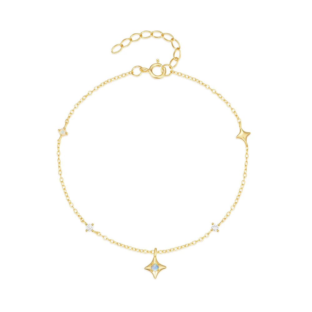 CANNER European American Style Eight-Pointed Star Zircon Bracelet S925 Sterling Silver Personality Simple Versatile Bracelet