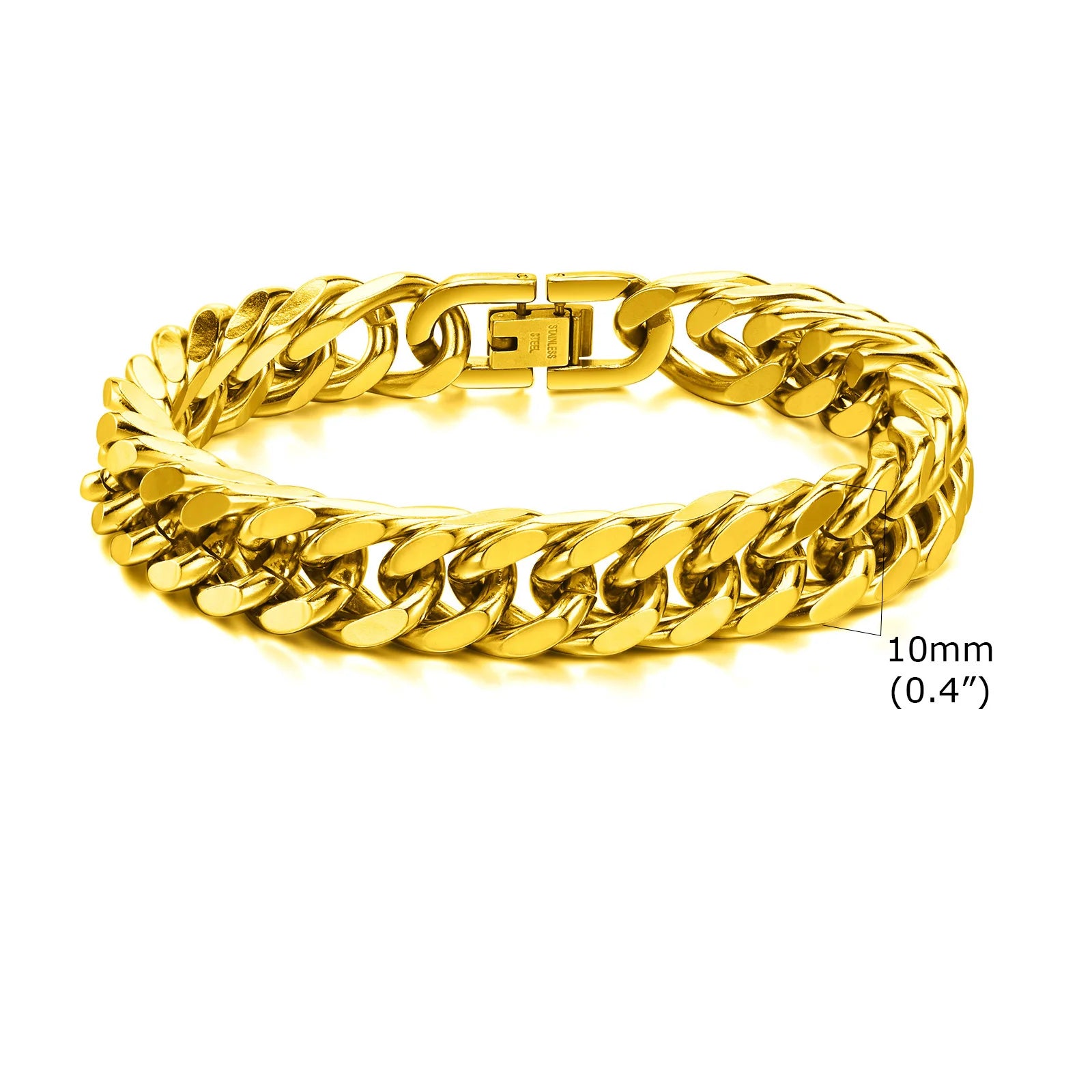 Vnox Men's Stainless Steel 7/8/9/10/12/15MM Link Chain Miami Cuban Bracelets for Male Boys Jewelry, 19cm/21.5cm, Gift for Dad