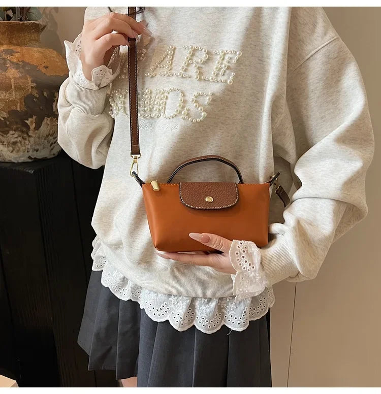 Retro Fashion Nylon Dumpling Bag Women's Crossbody Handbag Soft Polyester Lining Zipper Closure Shoulder Bag Handbag