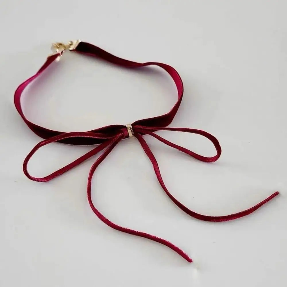 Fashion Adjustable Chain Bow Necklace Velvet Strap Bow Pendant Choker Necklace Neck Accessory INS Style Collar Valentines Gift