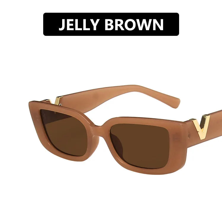 Retro Rectangle Small Frame Sunglasses - Vintage Designer Black Women