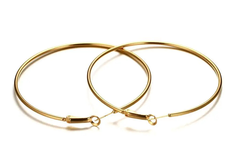 Stainless Steel Big Circle Hoop Huggie Earrings For Women, 40mm/50mm/60mm/70mm