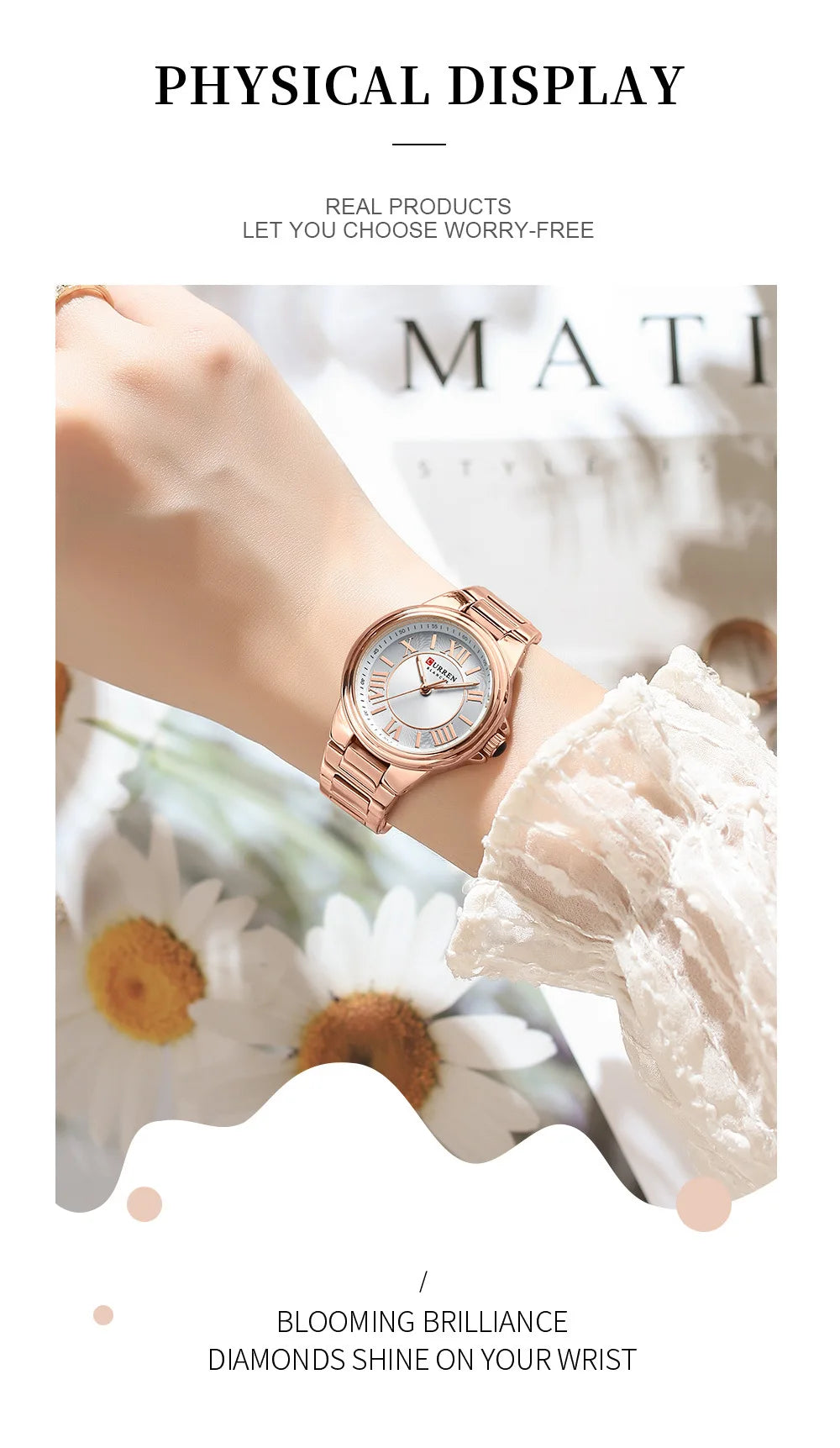 CURREN 9091 Rose Gold Watch - Elegant Steel Strap Ladies Quartz