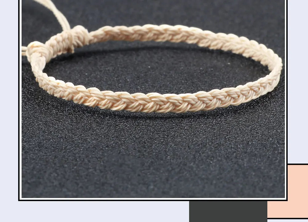 Classic Handmade Braided Bracelets for Women Men Pure Color Waxed Thread Braid Wristband Charm Bracelet Adjustable Jewelry Gifts
