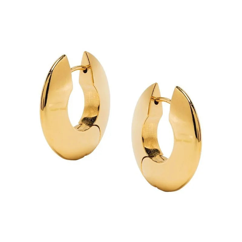 New Design Round Metal Hoop Earrings Simple Stylish Thick Brass Hollow Circle Earring Ear Buckle Minimalist Trend Daily Earrings