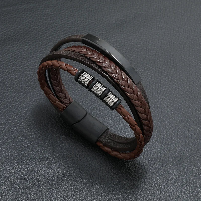 Men's Musical Symbol Leather Bracelet Vintage Creative Men's Bracelet Music Symbol Simple Leather Multi-Layer Bracelet