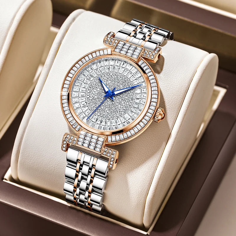 ROMITIME Luxury Diamond Dial Watch - Elegant Waterproof Stainless Steel