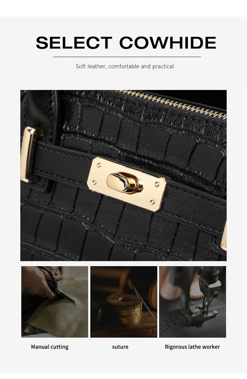 Leather  bag,women's handbag, cowhide cross-body bag, 2024 new style, light and luxurious, mother bag, large capacity