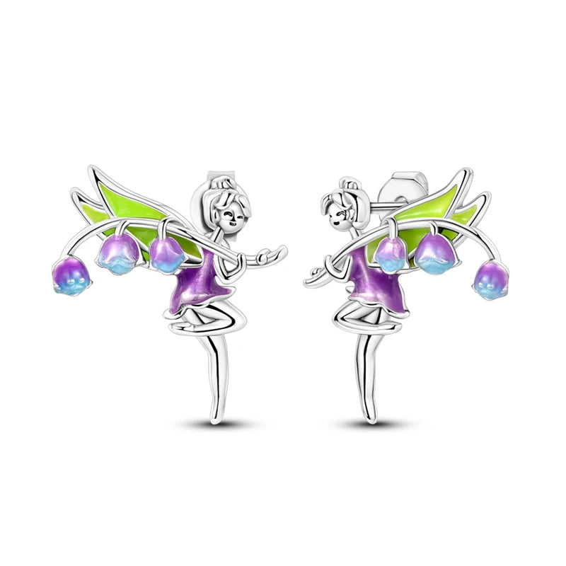 Unicorn Earrings 925 Sterling Silver Original Zircon Elephant Feather Dog Cat Blue Star Small Earrings For Women Jewelry Gift
