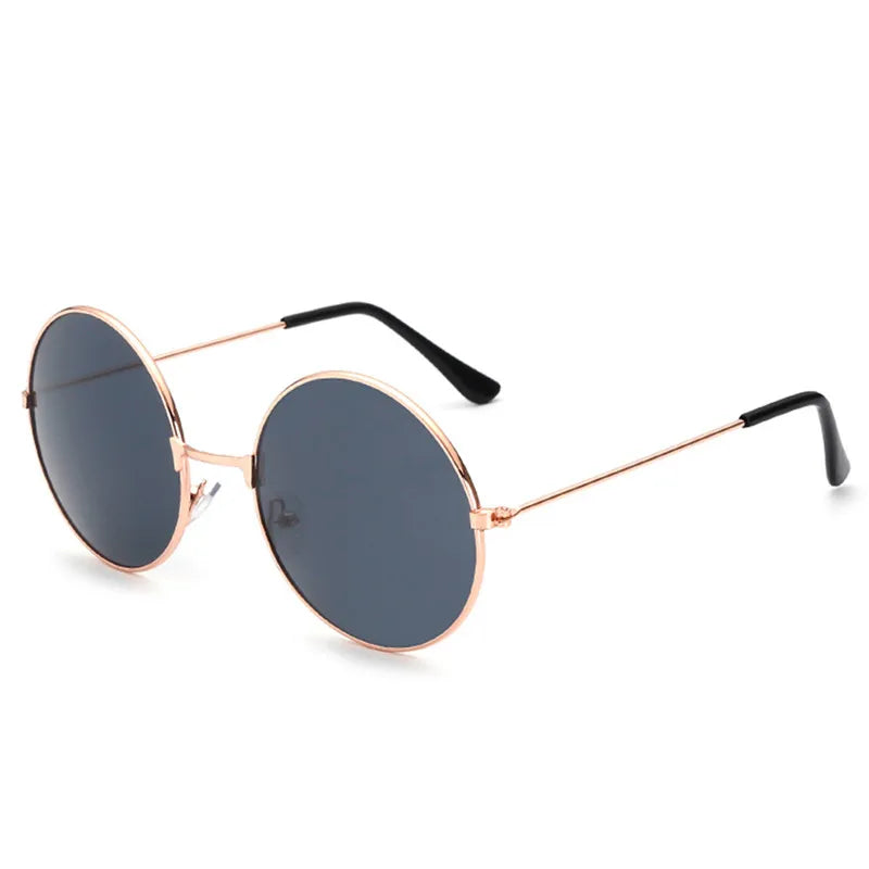 FOENIXSONG Round Pilots Sunglasses - Vintage Silver Gold Black Unisex