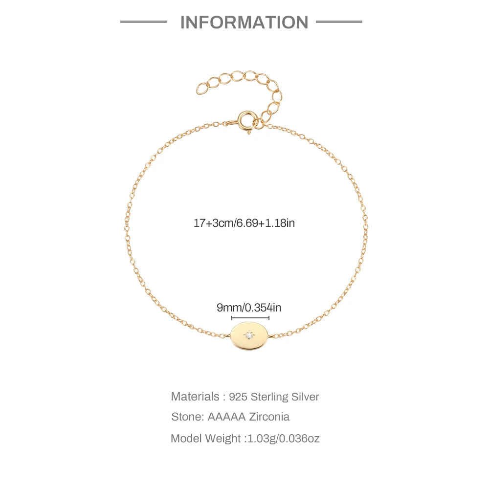 CANNER European American Style Eight-Pointed Star Zircon Bracelet S925 Sterling Silver Personality Simple Versatile Bracelet