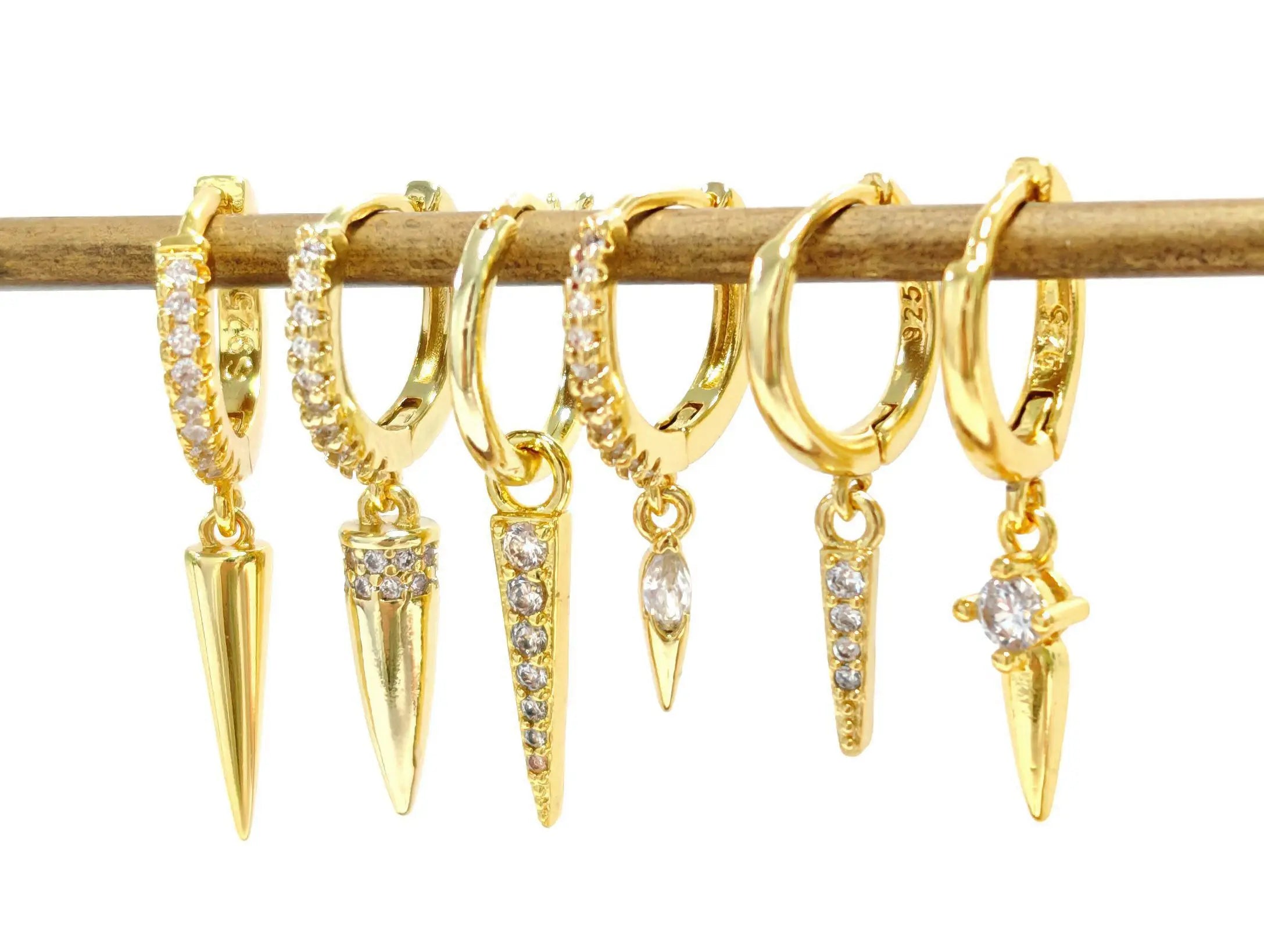 925 Sterling Silver Needle Punk Spike Rivet Hoop Earrings For Women Huggie Earrings Ear Cuff Piercing Earring Gothic Jewelry