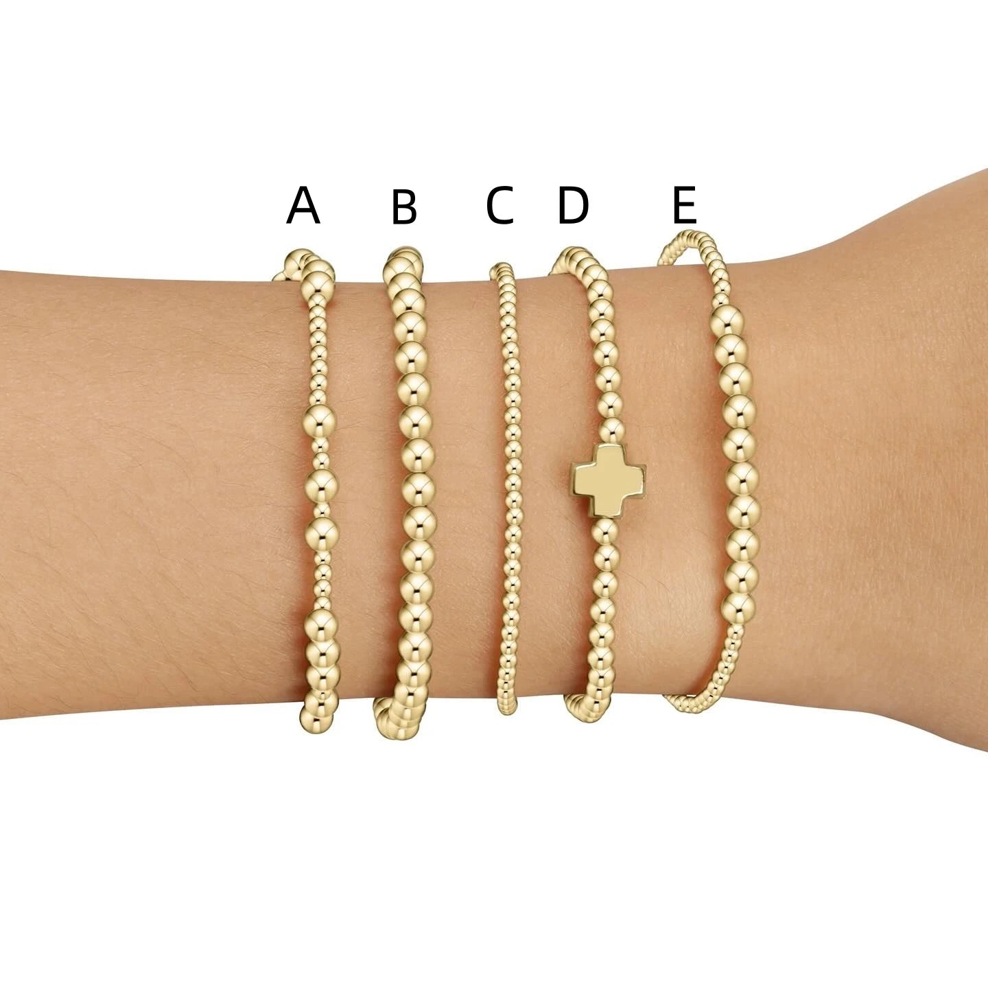 Vlen 18K Gold Plated Beads Bracelet Christian Cross Bracelets Woman Stackable Jewelry Designer Pulseras Luxury Hypoallergenic