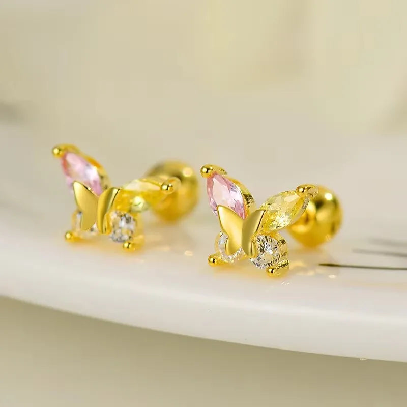 New Fashion Heart Stud Earrings for Women Hypoallergenic Screw Cartilage Helix Earring Girls Piercing Accessories Jewelry Gifts