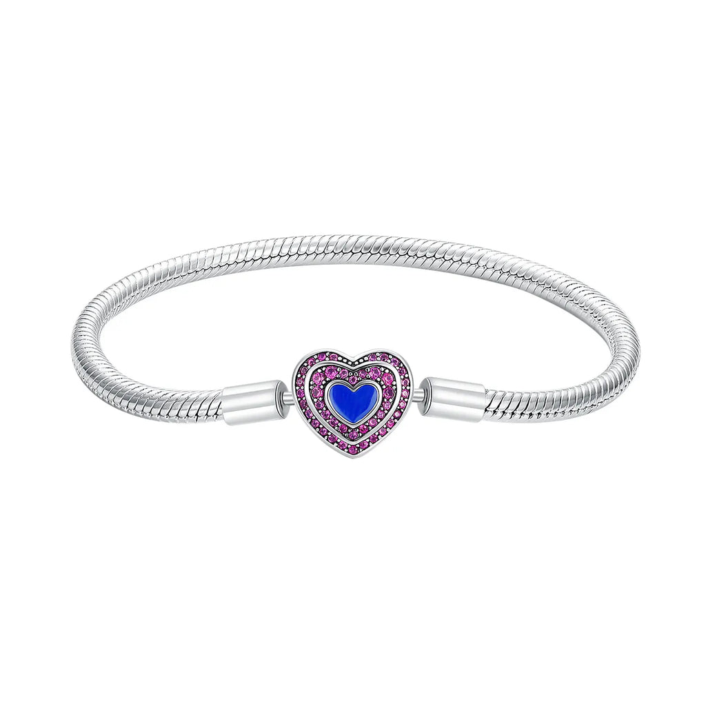 Original 925 Silver Plated Moments Bracelets RoseGold Golden Love Heart Clasp Bead Charm Bracelet For Women DIY Jewelry Gifts