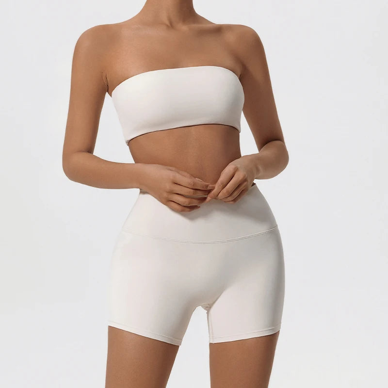 Ctenkevet Two Piece Fitness Sports Set Women Workout Yoga Outfit Strapless Bra Woman 2Ps Gym Crop Top Deportivos Mujer Gym Suits
