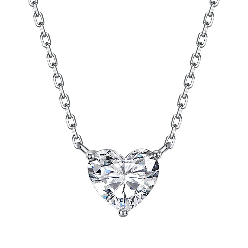 1-3Carat Heart Cut Moissanite Pendant Necklace for Woman S925 Silver Plated 18k Gold Solitaire Diamond Neckchain Gra Certified